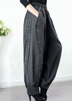 Dames harembroek: trendy casual wear - grijze denim met zakken voor plus sizes