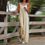 Dames oversized tuinbroek - stijlvolle katoenen-linnen playsuit voor casual wear