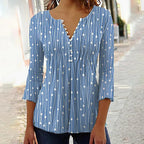 Dames blouse - chique v-hals lange mouw top met knoopdetails