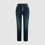 Dames hoge taille skinny denimbroeken blauw - casual dagelijkse basisstuk, zachte stof, slanke pasvorm
