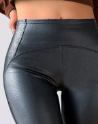 Faux leren leggings - hoge taille zwarte broek voor dames