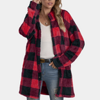 Gepromot coat - gezellige dames checkered oversized jas