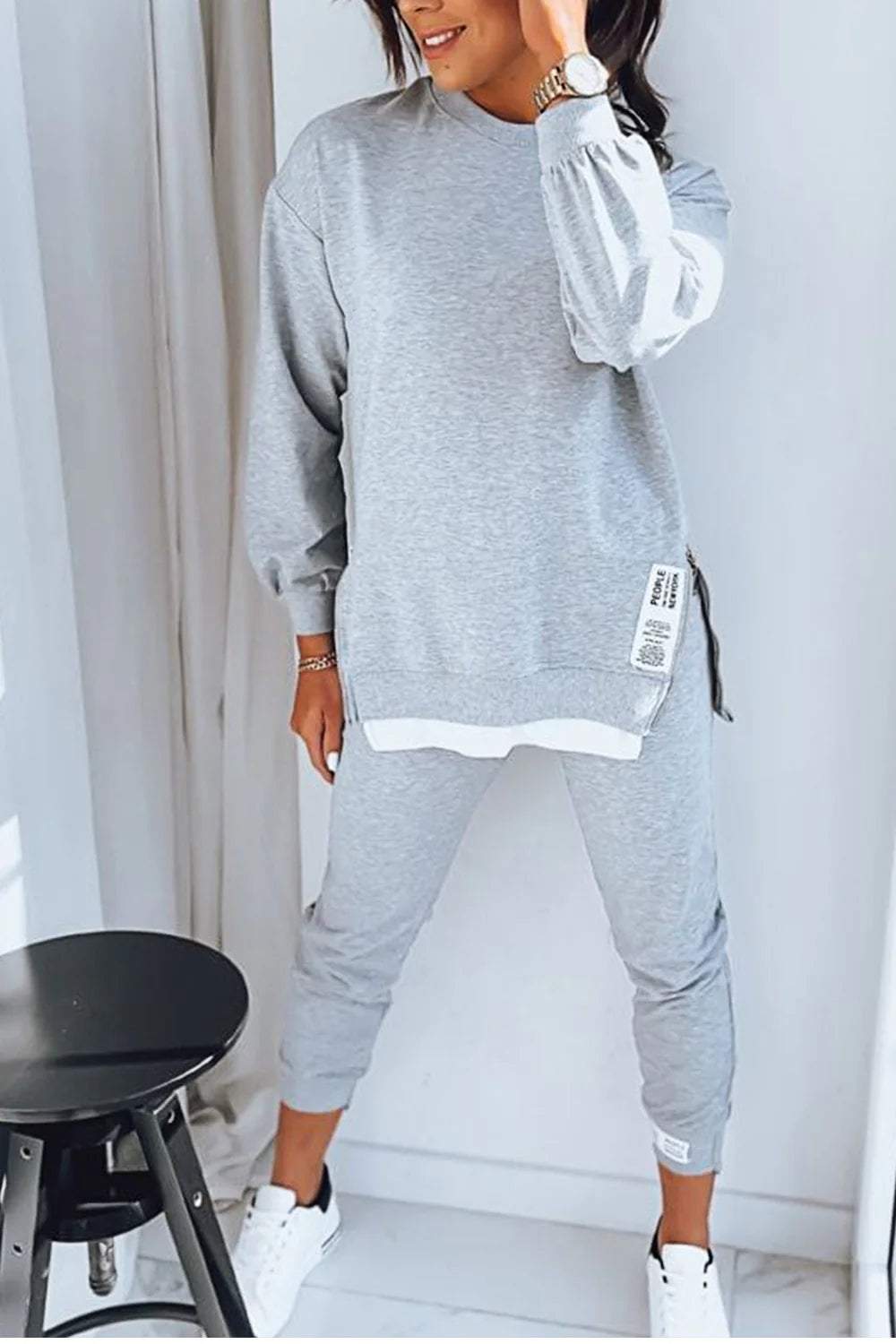 2-delige gezellige lounge set - zachte stof loungewear voor thuis