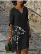 Dames casual jurk met v-hals en bloemenprint voor de zomer - luchtige, lichte casual jurken