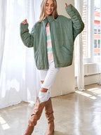 Dames gewatteerde shacket - zachte en comfortabele jas met ritssluiting - Bakkermode.nl