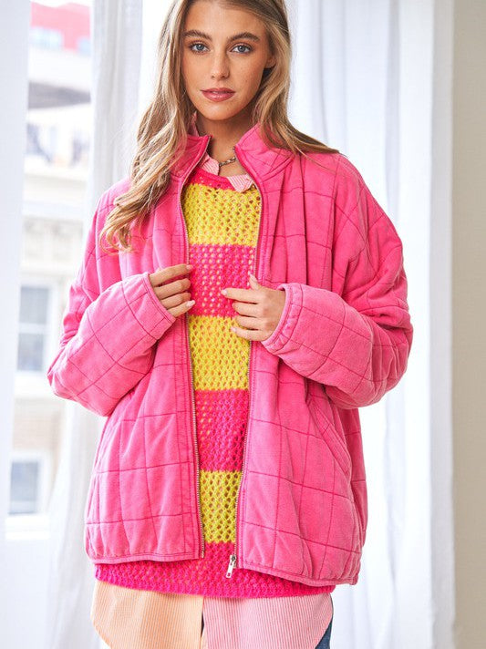 Dames gewatteerde shacket - zachte en comfortabele jas met ritssluiting - Bakkermode.nl