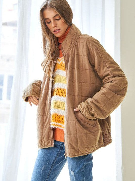 Dames gewatteerde shacket - zachte en comfortabele jas met ritssluiting - Bakkermode.nl