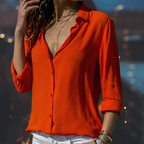 Dames chiffon blouse - stijlvolle button-up shirt voor casual en kantoorlook