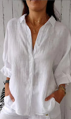 Dames linnen blouse - ontspannen fit zomertop voor een stijlvolle look
