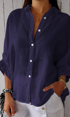 Dames linnen blouse - ontspannen fit zomertop voor een stijlvolle look