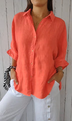 Dames linnen blouse - ontspannen fit zomertop voor een stijlvolle look