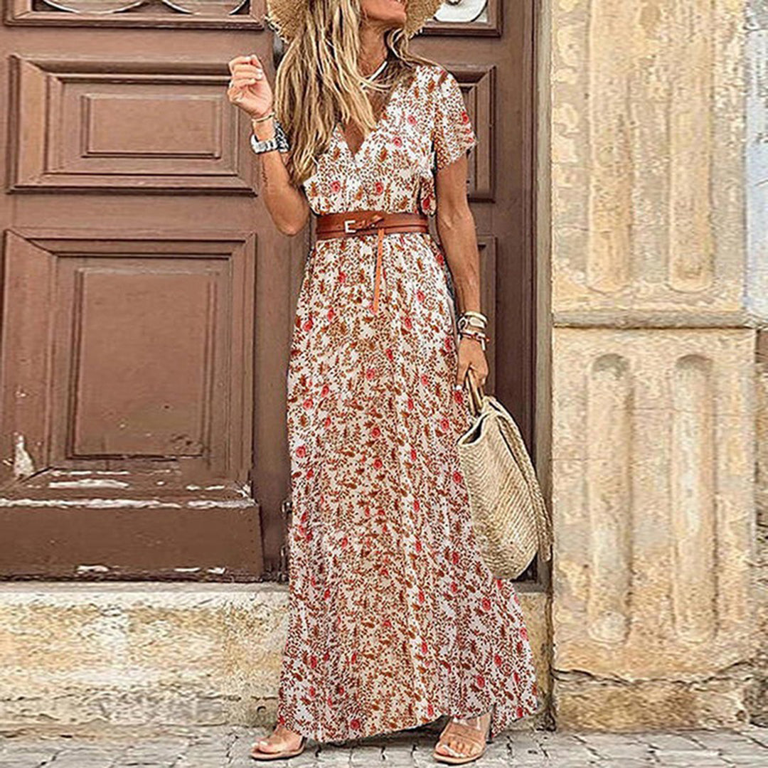 Boho maxi jurk - stijlvolle dames zomerjurk met zijsplit