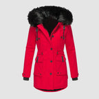 Dames winter parka jas - trendy gewatteerde jack met faux fur rand