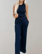 Dames relaxed fit jumpsuit - chique casual draagstijl met wijde pijpen