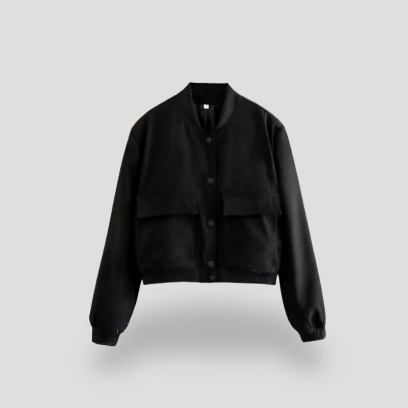 Cropped dames bomberjack - stijlvol jasje met knoopsluiting - Bakkermode.nl