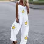 Jumpsuit - modieuze damesjumpsuit met veren- en vogelprint