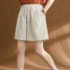 Wijde linnen shorts met elastische taille - Bakkermode.nl