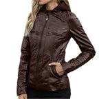 Leren jas met capuchon voor dames – ritssluiting aan de voorkant - Bakkermode.nl