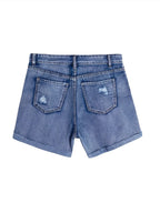Gescheurde denim shorts met knoopsluiting - Bakkermode.nl