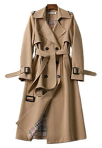 Trenchcoat met dubbele knopenrij voor dames - lange jas met ceintuur - Bakkermode.nl
