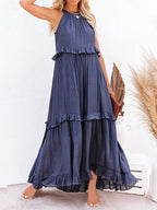 Maxi jurk - elegante zomerse damesfrock met ruffles