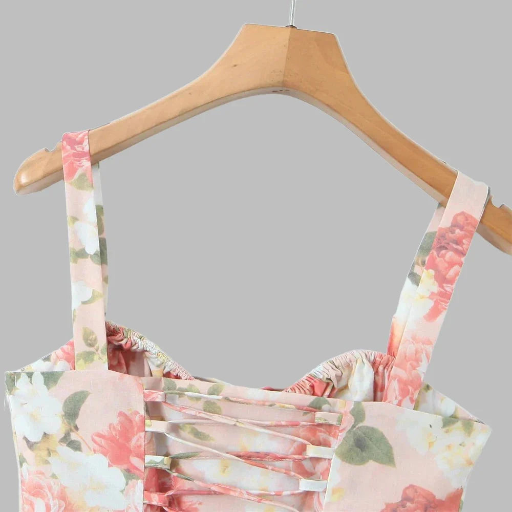 Bloemenjurk met strikbandjes en split - Bakkermode.nl