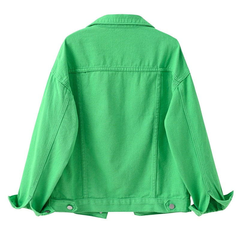 Groene denimjas - modieuze casual damesoutdoor