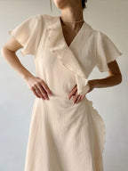 Romantische maxi-jurk met ruches - Bakkermode.nl