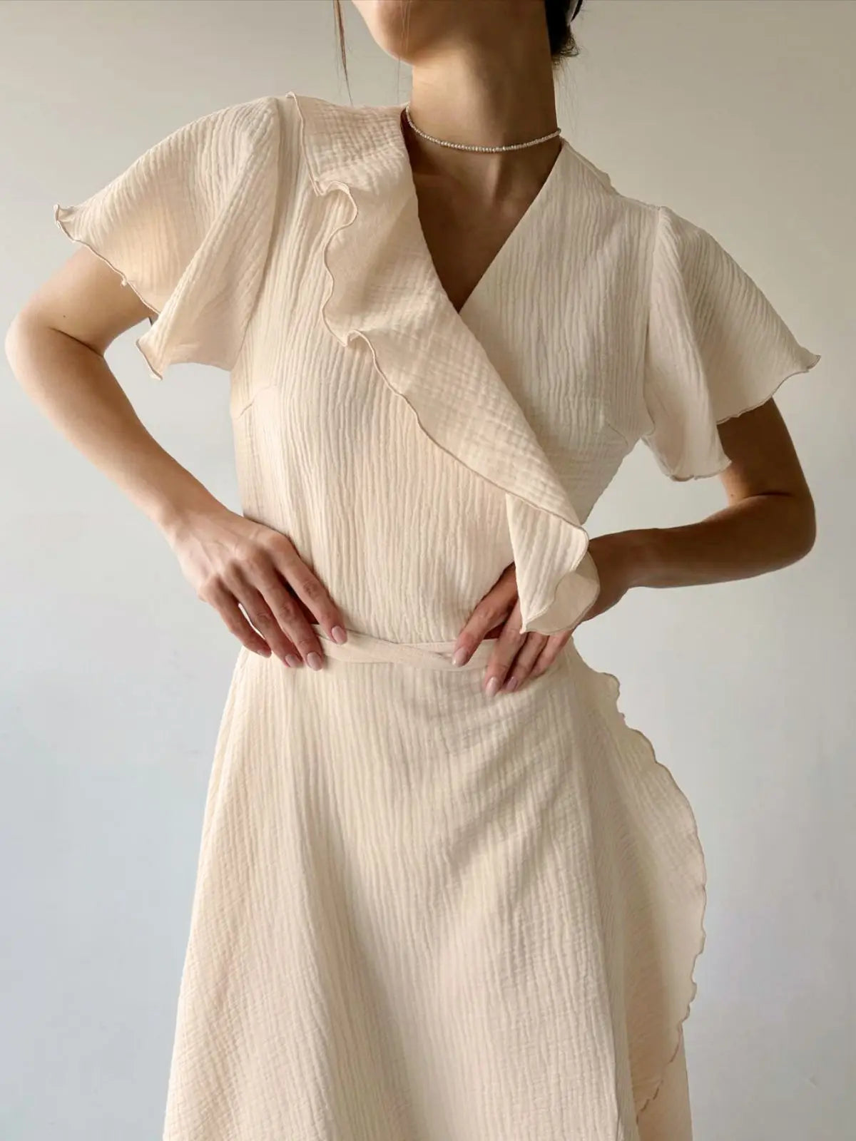 Romantische maxi-jurk met ruches - Bakkermode.nl