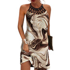 Halterneck jurk - kleurrijke dames strandkleding