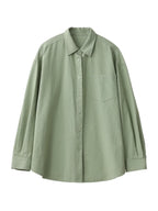 Groene oversized blouse met borstzak - Bakkermode.nl