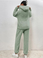 2-delige teddy tracksuit set - ultra-zachte dames loungewear met capuchon