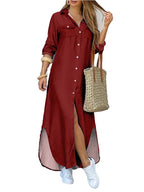 Modieuze lange mouwen overhemdjurk voor dames - Bakkermode.nl