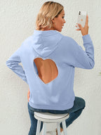 Dames blauwe hoodie - stijlvolle zachte sweatshirt met hartdetail