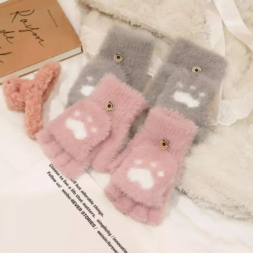 Vingerloze handschoenen - zachte bont dames handwarmers