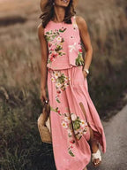 2-delige bloemen maxi jurk - feminine zomerlook