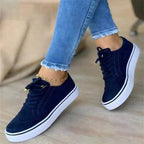 Dames trendy sneakers - stijlvolle bruine veterschoenen
