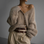 Oversized dames vest van mohair - zachte knoopsluiting - Bakkermode.nl