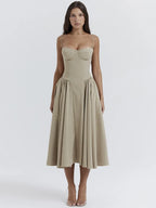 Strapless jurk met volle rok - Bakkermode.nl