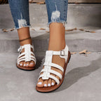 Witte gladiatorsandalen met gespen - Bakkermode.nl