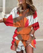 Floral print mini jurk - elegante gelaagde jurk voor dames