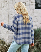 Dames tops relaxed fit blauwe geruite blouse - oversized flanel voor casual look