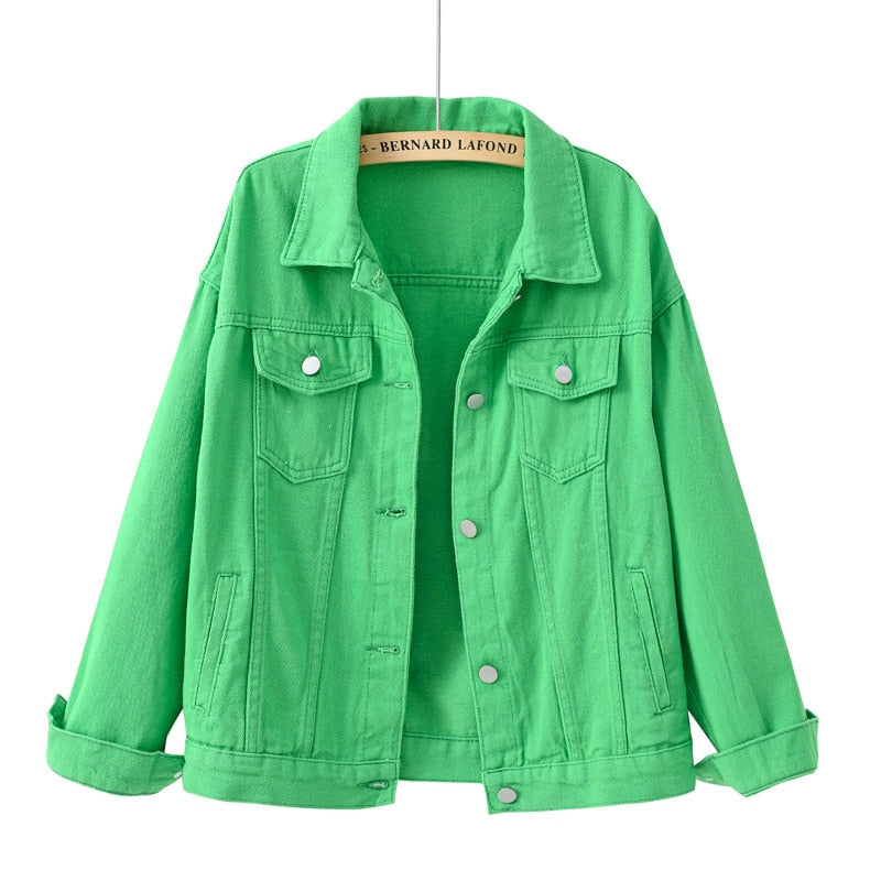 Groene denimjas - modieuze casual damesoutdoor