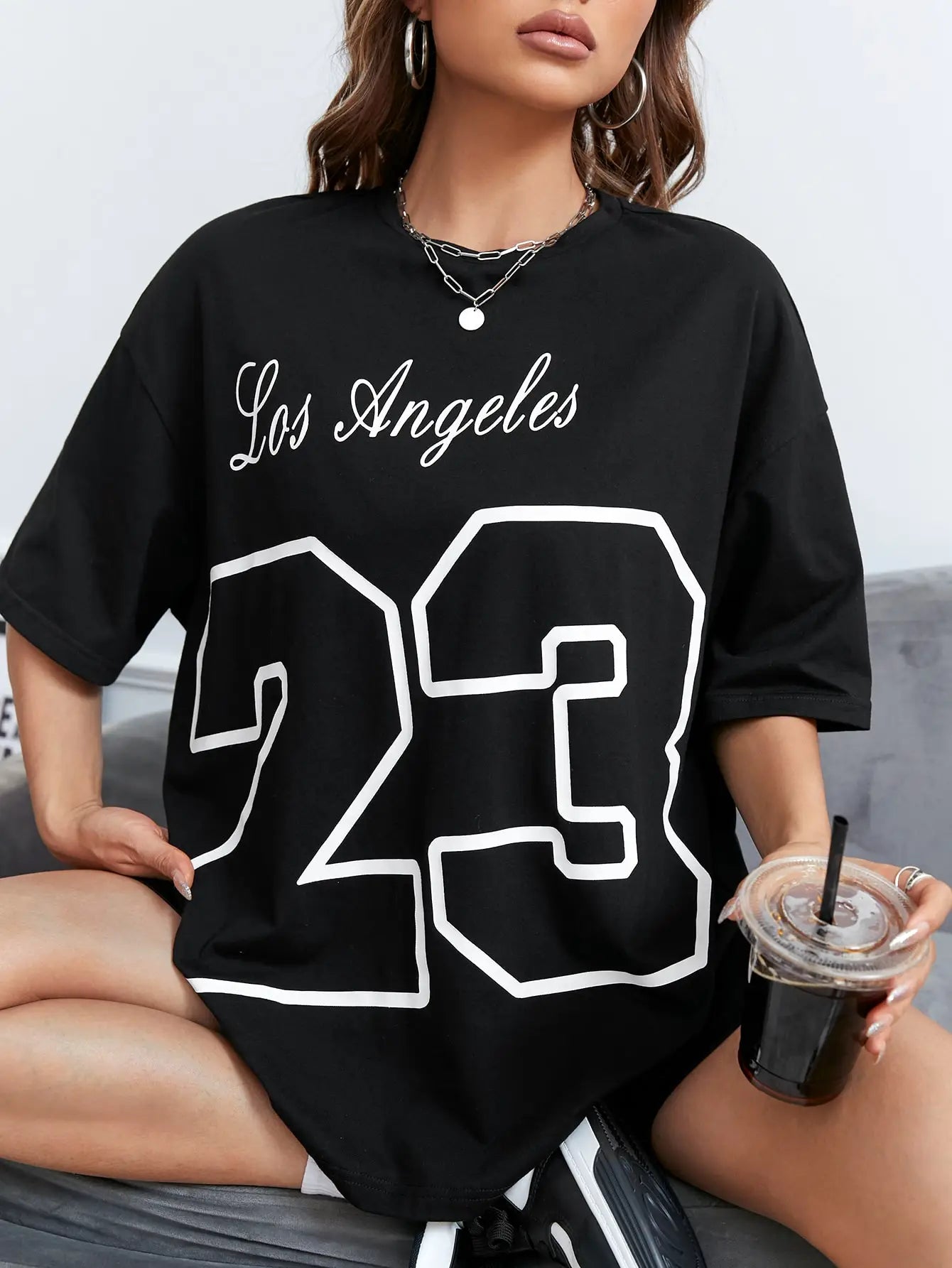 Los angeles nummer 23 grafisch t-shirt - Bakkermode.nl