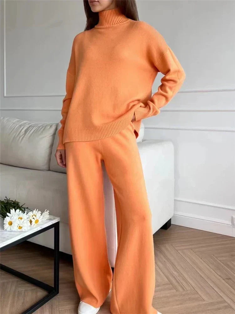 2-delige loungewear set - gebreide dames trui en broek - Bakkermode.nl