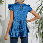 Blouse met dierenprint en ruches - Bakkermode.nl