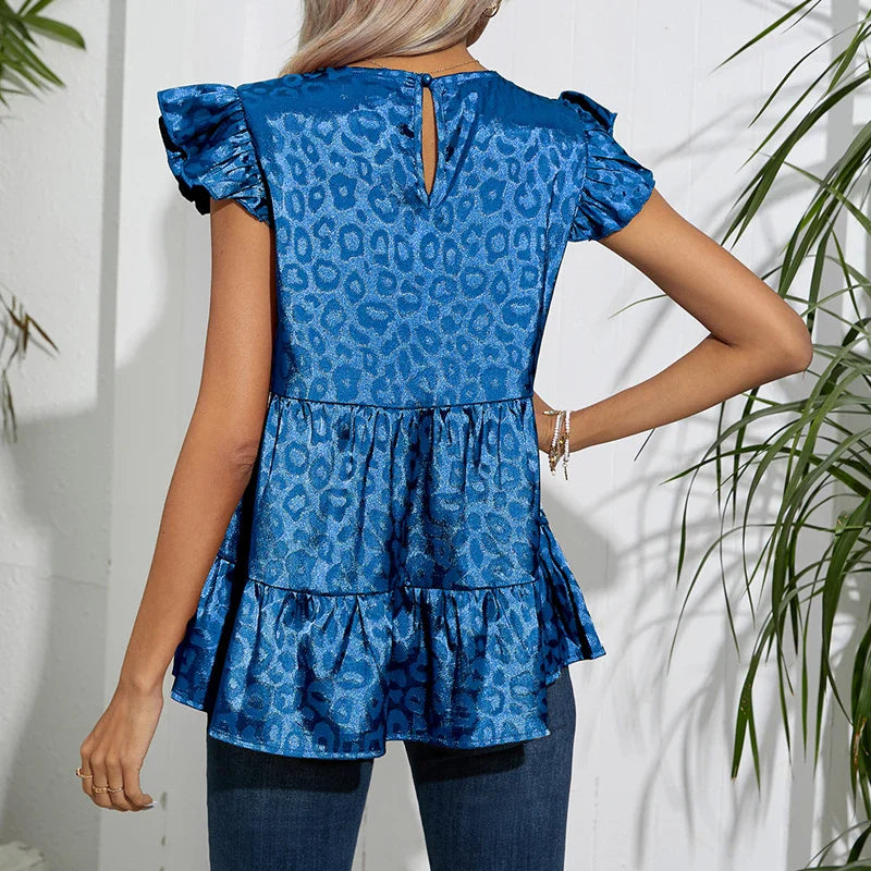 Blouse met dierenprint en ruches - Bakkermode.nl