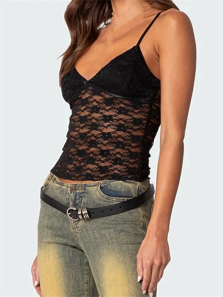 Mouwloze kanten top - Bakkermode.nl