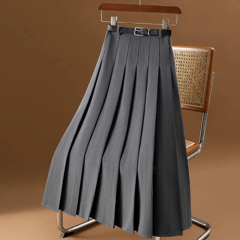 Plisse midi rok - stijlvolle rok met riem