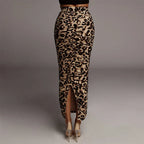 Luipaardprint bodycon maxi rok - Bakkermode.nl